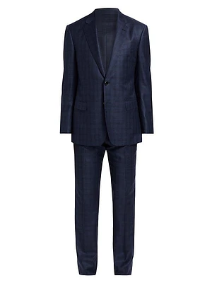 Optical Faded Plaid Wool Suit