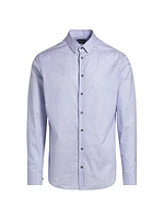 Mini-Plaid Button-Front Shirt
