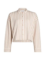 Striped Cotton-Silk Button-Up Shirt