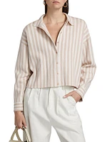 Striped Cotton-Silk Button-Up Shirt