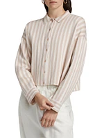 Striped Cotton-Silk Button-Up Shirt