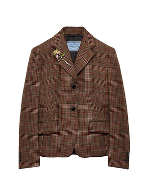 Single-Breasted Prince of Wales Checked Jacket