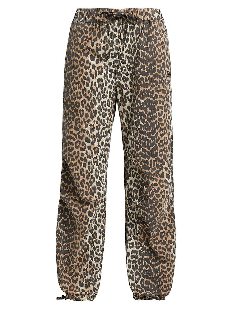 Leopard Cotton Drawstring Pants