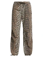 Leopard Cotton Drawstring Pants