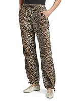 Leopard Cotton Drawstring Pants