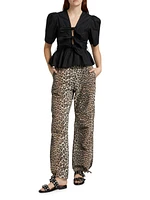 Tie-Front Cotton Blouse