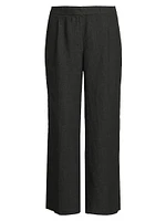 Pleated Linen High-Rise Wide-Leg Pants