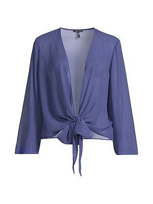 Sheer Silk Georgette Wrap Jacket