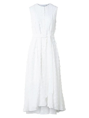 Polka Dot Appliqué Georgette Midi-Dress