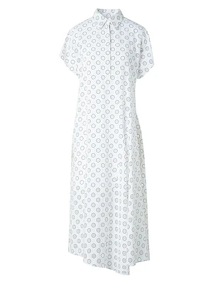 Asymmetric Sheer Polka Dot Midi-Dress
