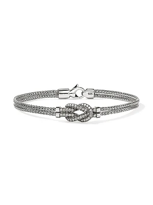 Love Knot Sterling Silver & 0.30 TCW Diamond Bracelet