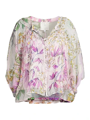 Plus Harlyn Silk Button-Front Blouse