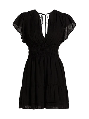 Kimora Flutter-Sleeve Minidress