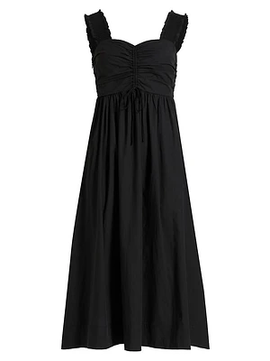 Irisa Cotton Poplin Sweetheart A-Line Midi-Dress
