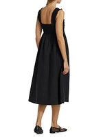 Irisa Cotton Poplin Sweetheart A-Line Midi-Dress