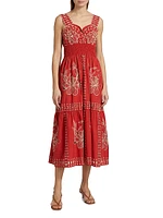 Fawn Embroidered Cotton Midi-Dress