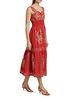 Fawn Embroidered Cotton Midi-Dress