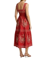 Fawn Embroidered Cotton Midi-Dress