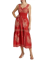 Fawn Embroidered Cotton Midi-Dress