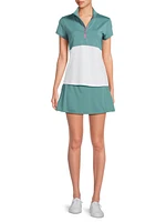 Chelsea Colorblocked Mock Turtleneck Zip-Front Top