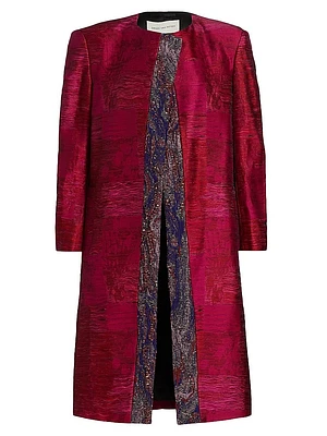 Rivkam Woven Satin Overcoat
