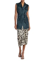 Sampa Draped Abstract Print Silk Midi-Skirt