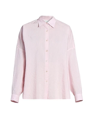 Casia Striped Cotton-Blend Oversized Button-Front Shirt