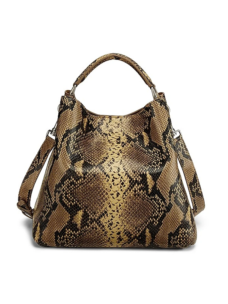 Grip Snakeskin-Embossed Bucket Bag