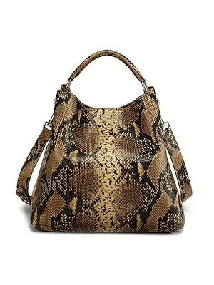 Grip Snakeskin-Embossed Bucket Bag