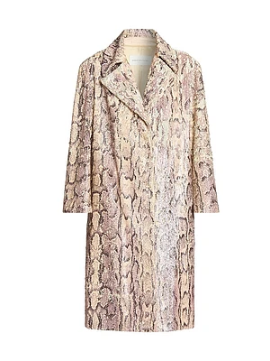 Ricca Sequined Snakeskin-Print Cotton Coat