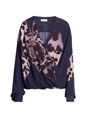 Camiel Floral Jersey Draped Top