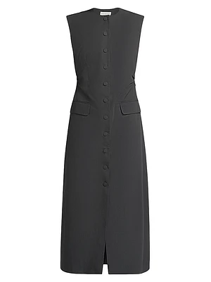 Dilby Tailored Button-Front Midi-Dress