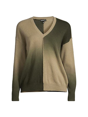 Cashmere Dip-Dyed V-Neck Sweater