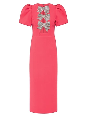 Posey Puff-Sleeve Midi-Dress