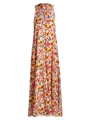 Albee Floral A-Line Sleeveless Maxi Dress