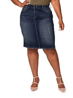 Virginia Stretch-Denim Knee-Length Skirt
