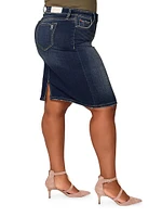 Virginia Stretch-Denim Knee-Length Skirt