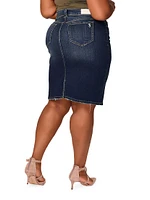 Virginia Stretch-Denim Knee-Length Skirt