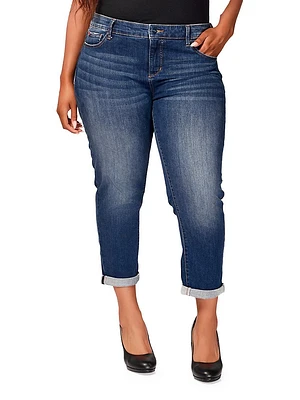 Eleanor Mid-Rise Roll-Cuff Boyfriend Jeans