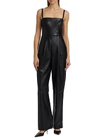Faux Leather Squareneck Jumpsuit