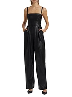 Faux Leather Squareneck Jumpsuit