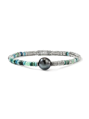 Sterling Silver & Mixed-Media Beaded Bracelet