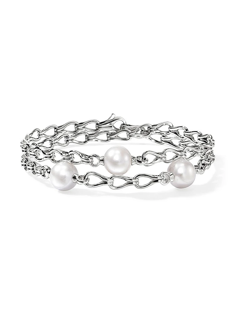 Surf Sterling Silver & Cultured Freshwater Pearl Wrap Bracelet