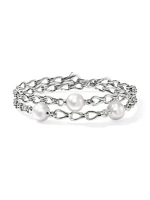 Surf Sterling Silver & Cultured Freshwater Pearl Wrap Bracelet