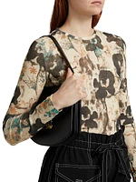 Printed Marl Mesh Long-Sleeve Top
