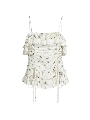 Floral Gathered Ruffle Top