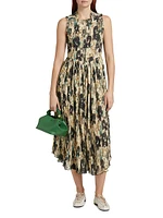 Floral Smocked Pleat Midi-Dress