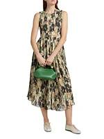 Floral Smocked Pleat Midi-Dress