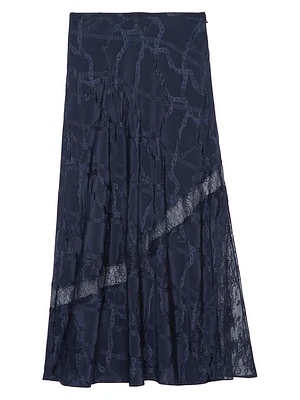 Jaylal Chaines Lace-Detail Midi-Skirt