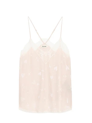 Christy Flash Heart Silk Camisole Top